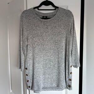 Bobeau Fleece Side Button Pullover Sweater in Grey size XL